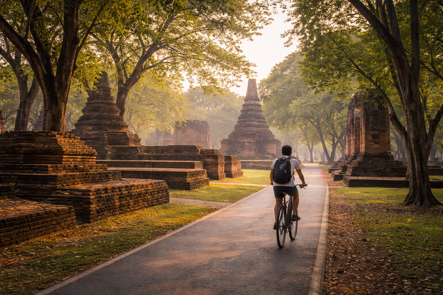 Cycling path through ruins